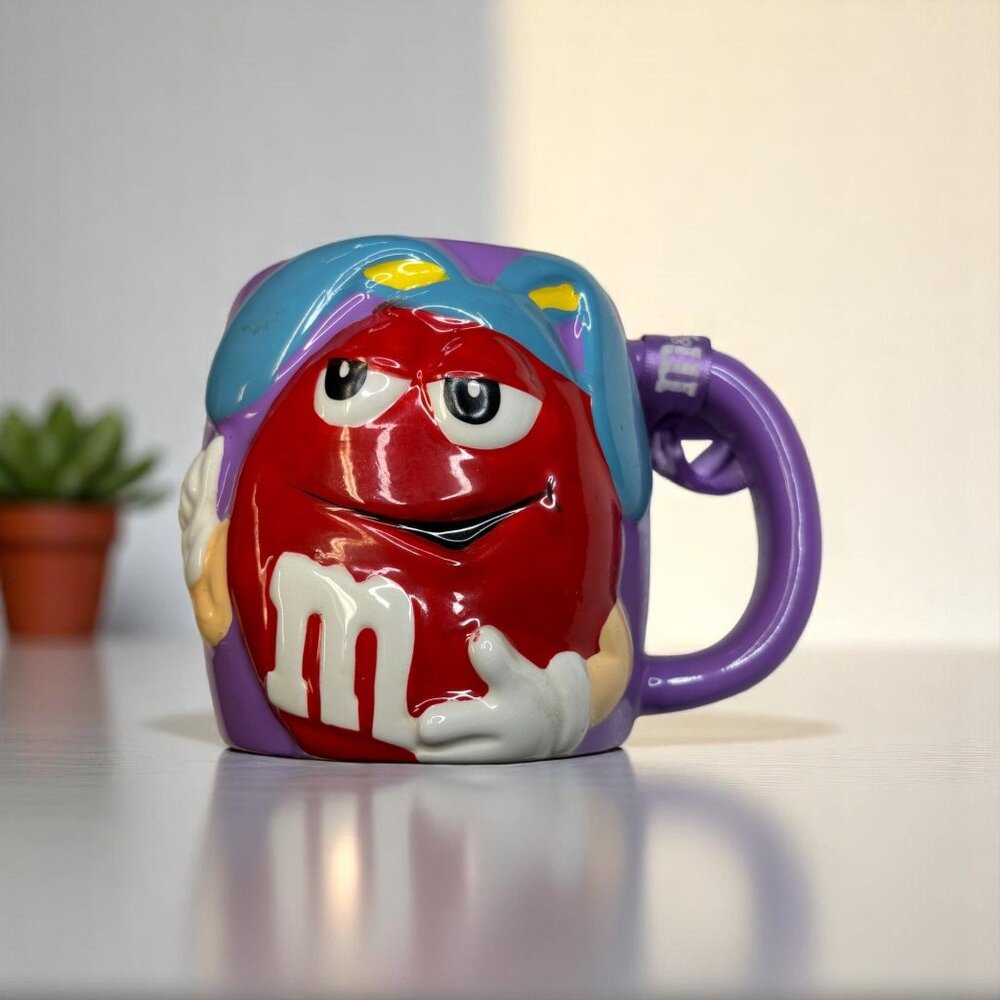 M&Ms Purple Ceramic Mug Red Character Easter Bunny Design Vintage 2003 Galerie
